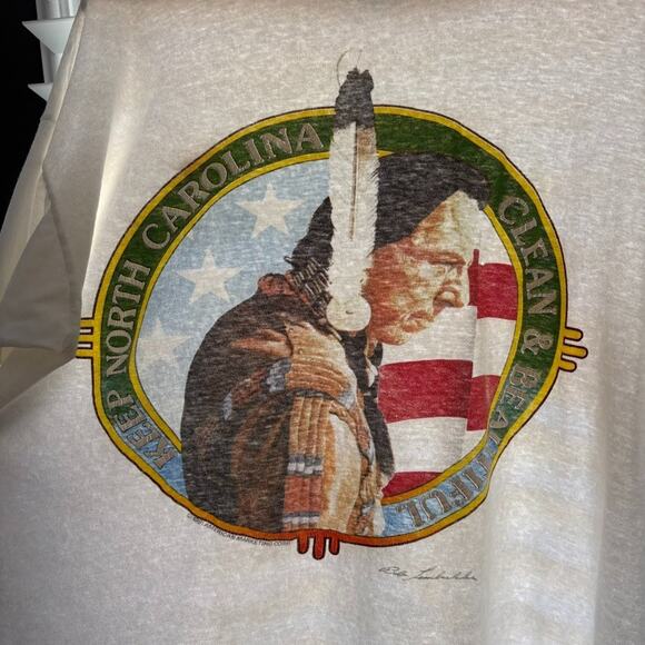 Vintage Paper Thin T-Shirt Size L Keep North Carolina Beautiful Native American - Picture 8 of 8